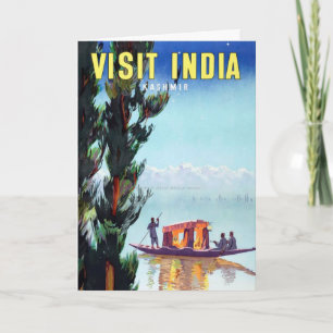 Vintage Visit India Kashmir Travel Postcard