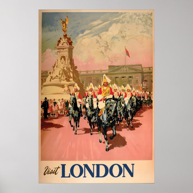 Vintage Visit London Poster Trafalgar Square (Front)
