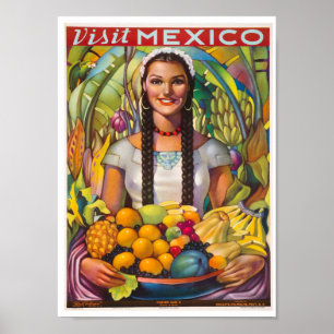Vintage Visit Mexico Travel Poster
