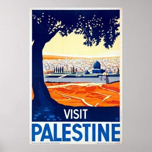 Vintage Visit Palestine Travel Poster