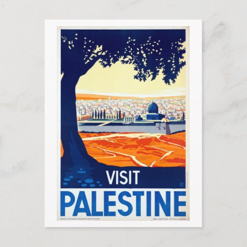 Vintage Visit Palestine Travel Poster Postcard