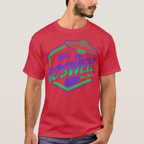 Vintage Visit Roswell New Mexico Funny  Flying Sau T_Shirt