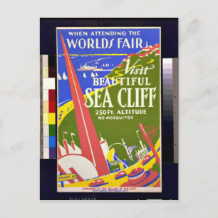 Vintage: Visit Sea Cliff (Long Island) WPA Poster Postcard