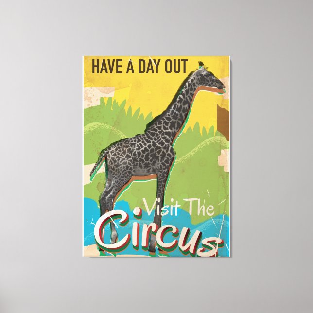 Vintage Visit the circus Poster art Canvas Print (Front)