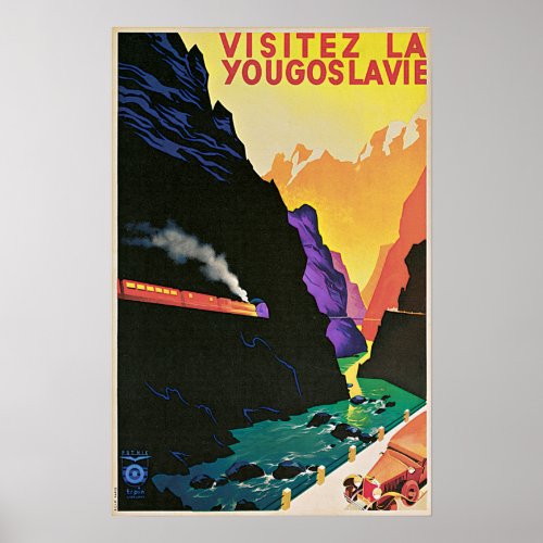 Vintage Visit Yugoslavia Travel Poster