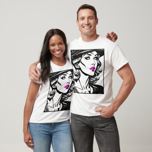 Vintage Vixen Film Noir Pop Art T_Shirt