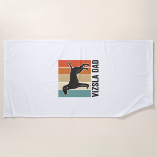 Vintage Vizsla Dad Dog Lover Shirt Design_1 Beach Towel