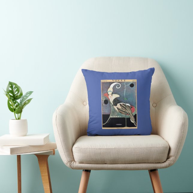 Vintage Vogue Cover Throw Pillow (Chair)