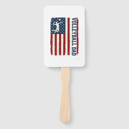 Vintage Volleyball Dad Patriotic Flag Shirt Design Hand Fan