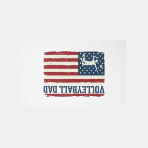 Vintage Volleyball Dad Patriotic Flag Shirt Design Rug