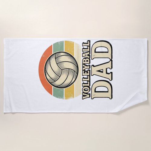 Vintage Volleyball Dad Retro Shirt Design_1 Beach Towel