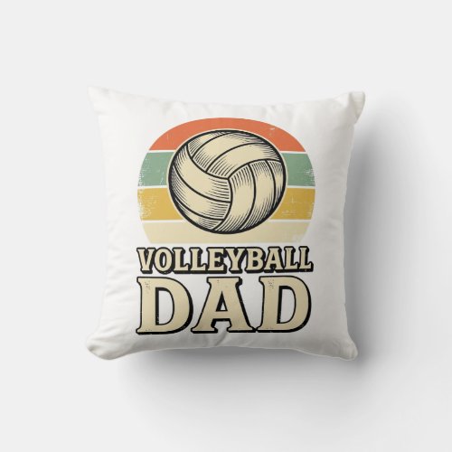 Vintage Volleyball Dad Retro Shirt Design_1 Throw Pillow