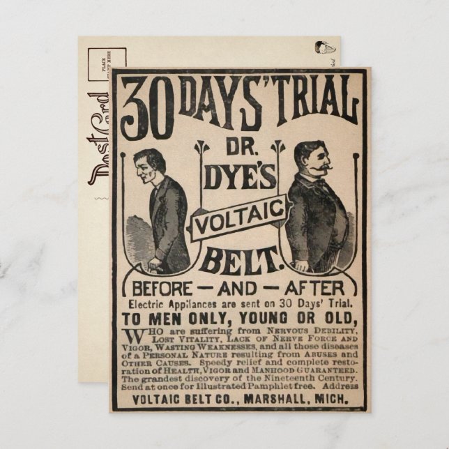 Vintage Voltaic Belt Advertisement Postcard (Front/Back)