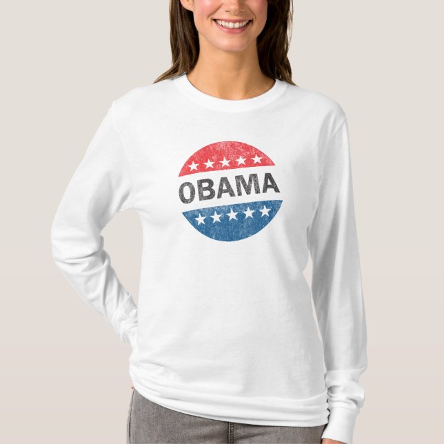 Vintage Vote Obama 2012 Button Women's Shirt (Front)