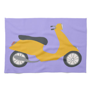 Vintage Vroom Motor Scooter Yellow Kitchen Towel