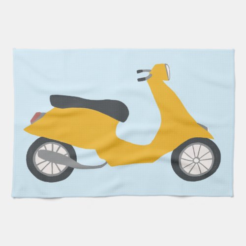 Vintage Vroom Motor Scooter Yellow Kitchen Towel