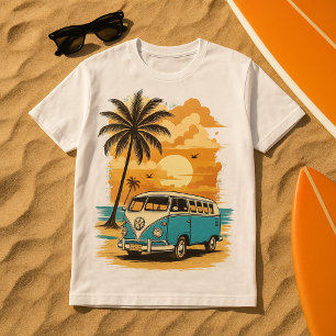 Vintage VW Bus Mens Tshirt – Retro Beach Sunset
