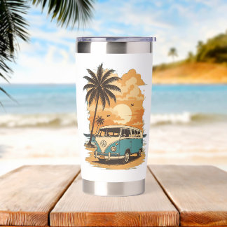 Vintage VW Bus Travel Mug – Retro Van Life Beach Insulated Tumbler