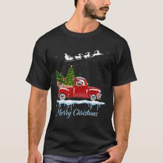 Vintage Wagon Christmas T-Shirt Tree On Car Xmas V