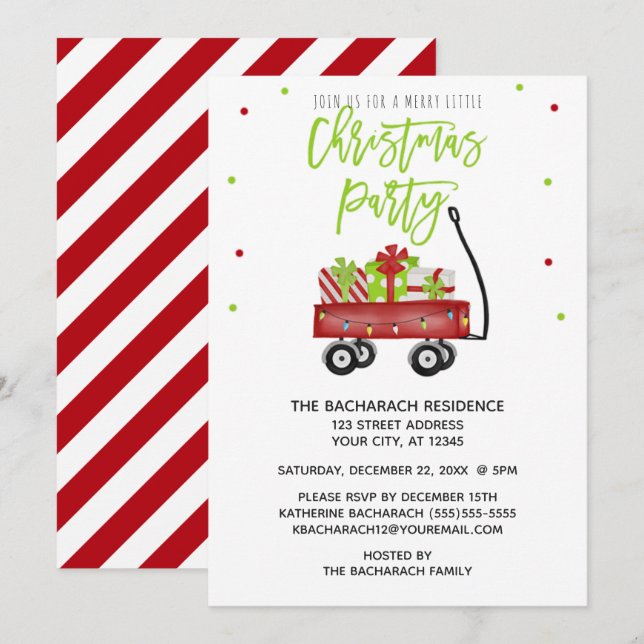 Vintage Wagon Farmhouse Christmas Holiday Party Invitation (Front/Back)