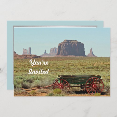 Vintage Wagon Monument Valley Photo Birthday Invitation