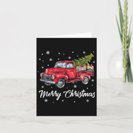 Vintage Wagon Red Truck Christmas Tree Pajama Fami Card