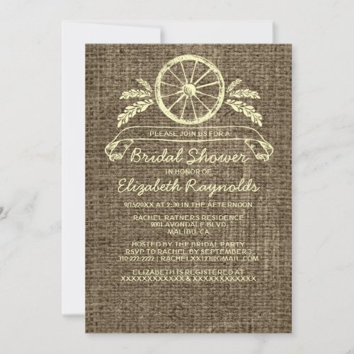 Vintage Wagon Wheel Bridal Shower Invitations