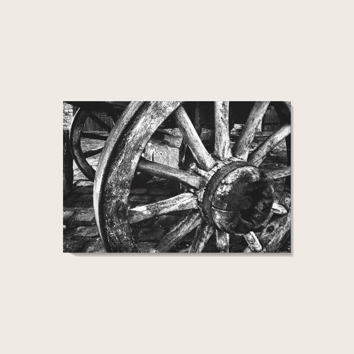 Vintage Wagon Wheel, fine art black and white Canvas Print
