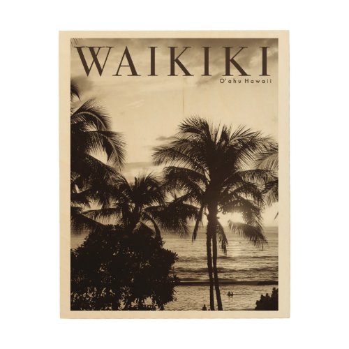 Vintage Waikiki Hawaiian Palm Wood Photo Print