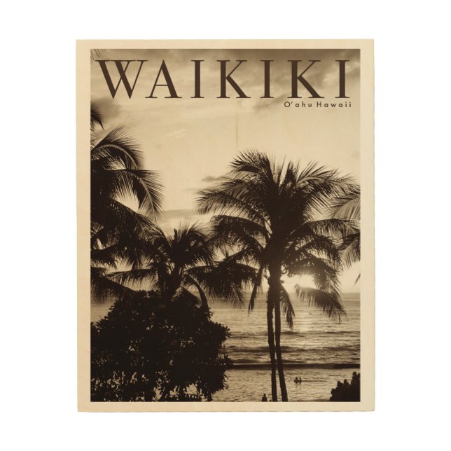 Vintage Waikiki Hawaiian Palm Wood Photo Print (Front)
