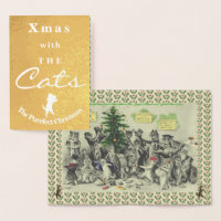 Vintage Wain Cats Christmas Party Art Foil Card