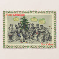 Vintage Wain Cats Christmas Party Fun Foil Card