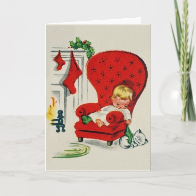 Vintage Waiting For Santa Christmas Card (Front)