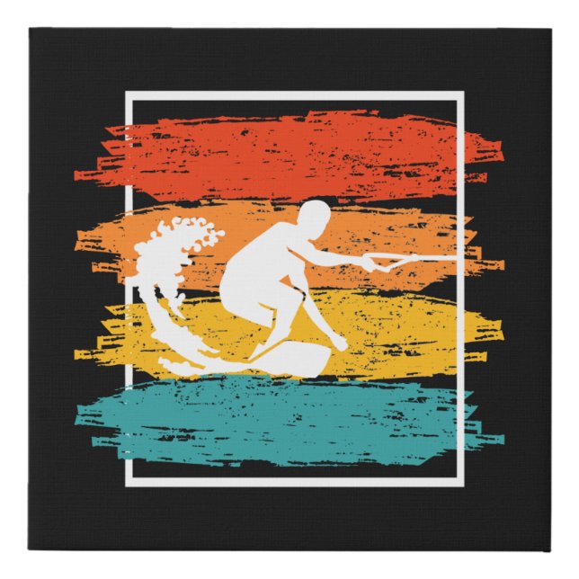 Vintage Wakeboarding Wakesurfing Wakesurfer Faux Canvas Print (Front)
