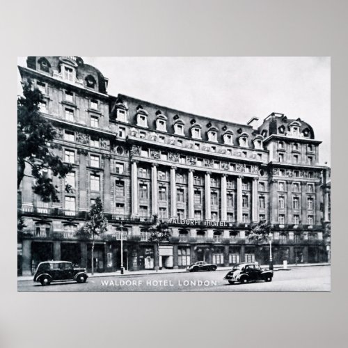 Vintage Waldorf Hotel London Poster
