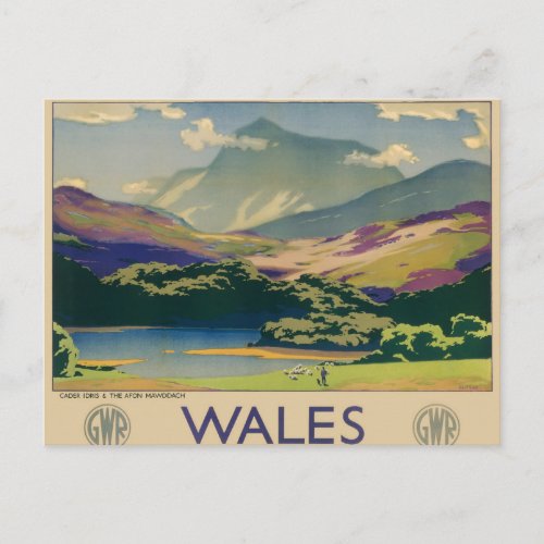 Vintage Wales Travel Poster Postcard