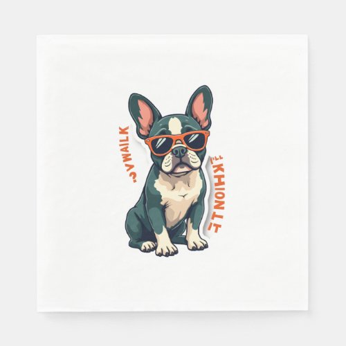 Vintage Walk Ill Think About It French Bulldog Fun Napkins