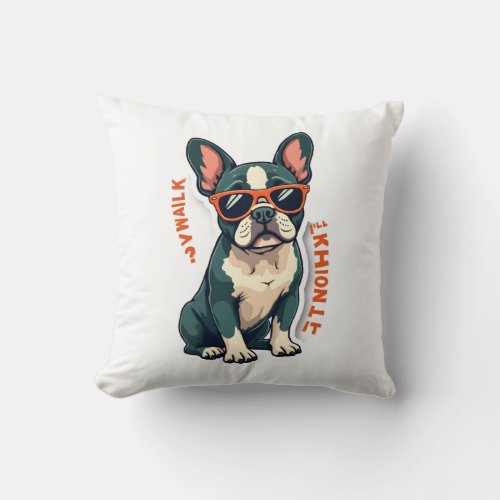 Vintage Walk Ill Think About It French Bulldog Fun Throw Pillow