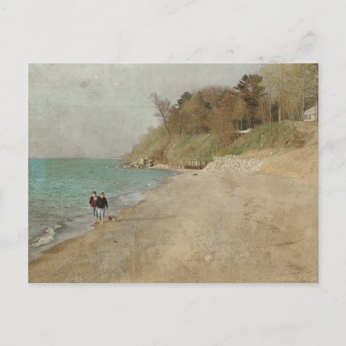 Vintage Walk on the Beach Postcard