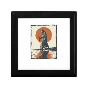 Vintage Walking Figure Sunset Reflection Vector Ar Gift Box