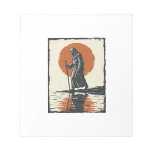 Vintage Walking Figure Sunset Reflection Vector Ar Notepad