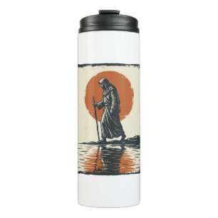 Vintage Walking Figure Sunset Reflection Vector Ar Thermal Tumbler