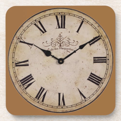 Vintage Wall Clock Beverage Coaster