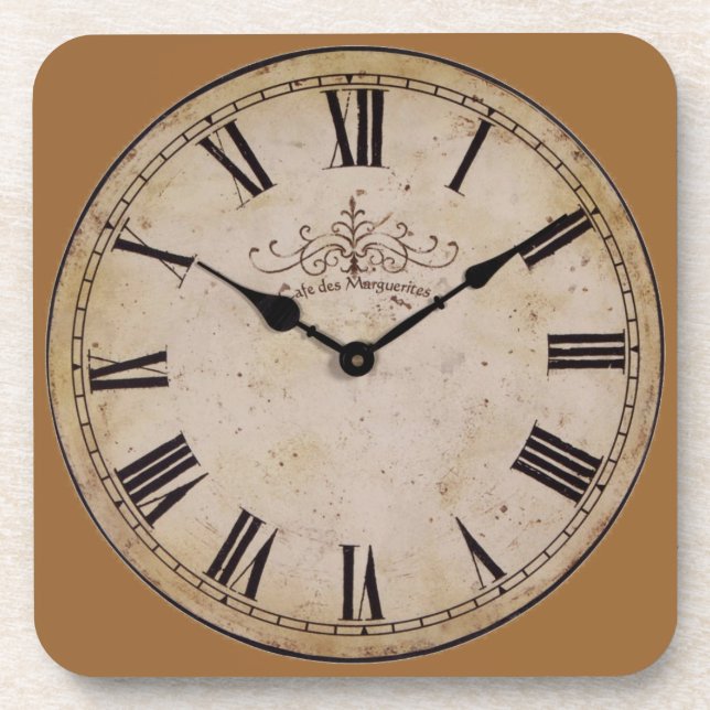Vintage Wall Clock Beverage Coaster (Front)