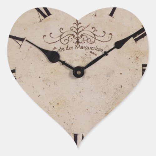 Vintage Wall Clock Heart Sticker