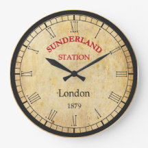 Vintage wall clock Sunderland Station 1879