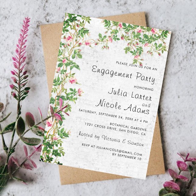 Vintage Wall Style Rosy Journal Engagement Party Invitation (Creator Uploaded)
