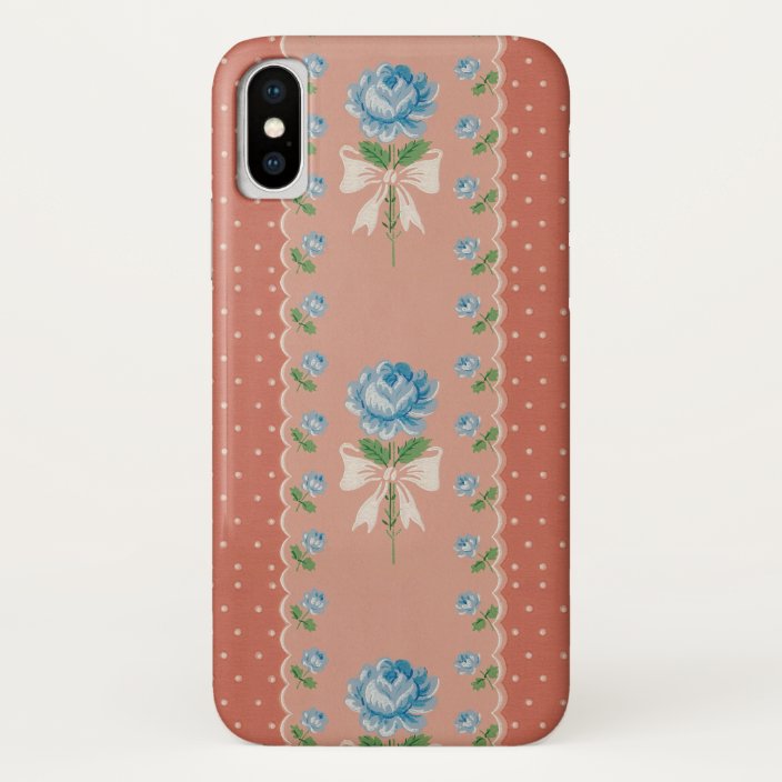 Vintage Wallpaper Blue Roses Coral Polka Dots Case Mate Iphone