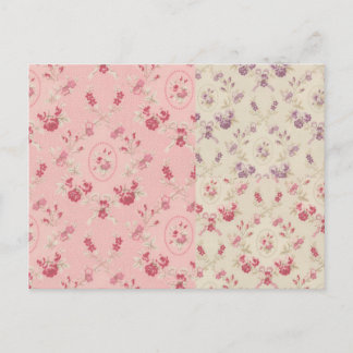 Vintage Wallpaper Collage 3 Colours Floral Postcard