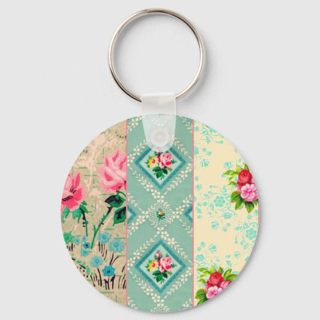Vintage wallpaper collage keychain (Front)